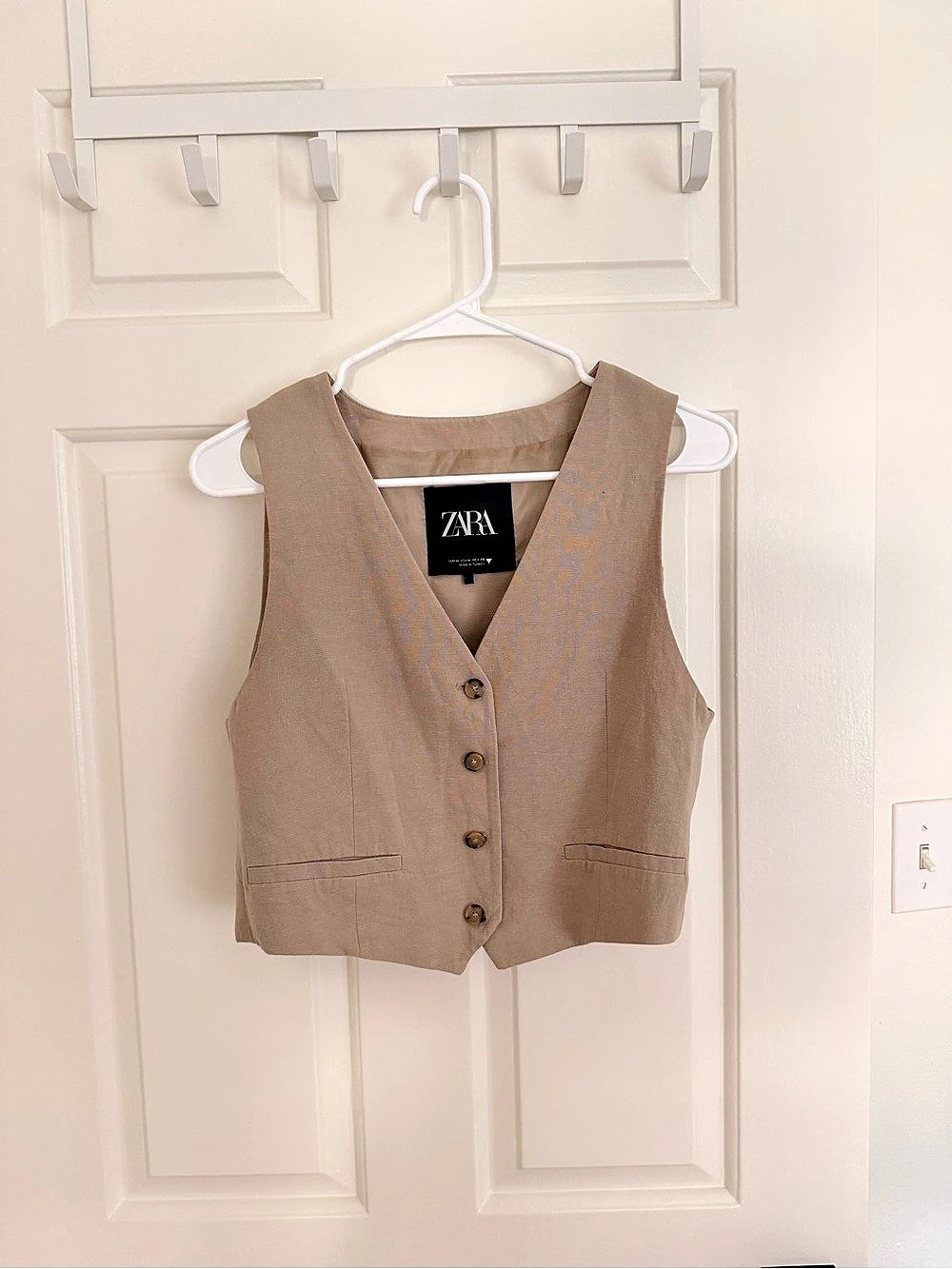 Zara Women's Button Front Vest in Brown